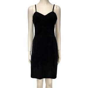 BAGATELLE 90’s VTG ! Suede Leather Minimalist Black Dress s